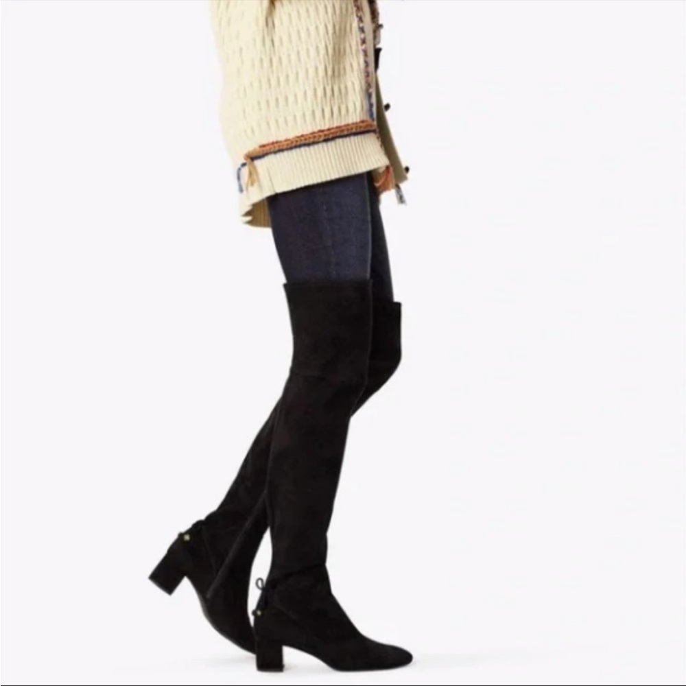 Tory Burch Laila Over The Knee suede black boots